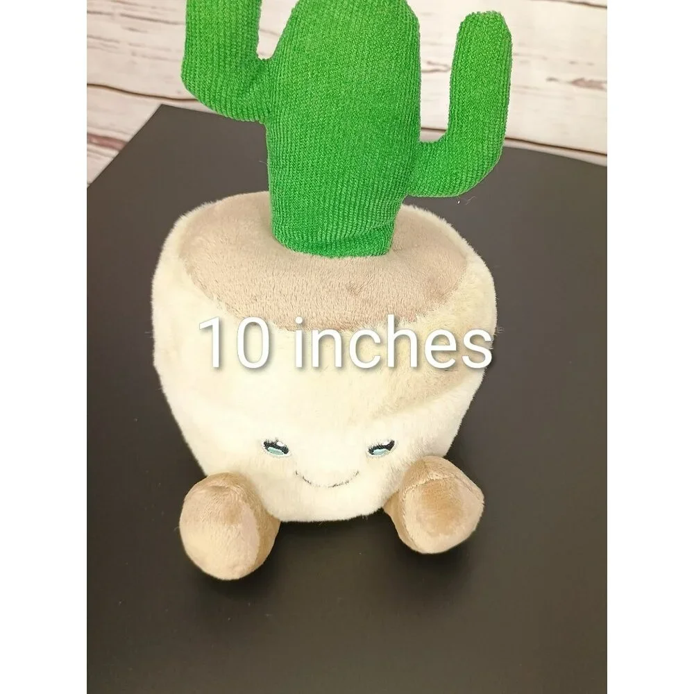 Plush Cactus Pot Stuffed Toy By Pink Sky -‎ 10 Inches - Cute Green & Beige Decor